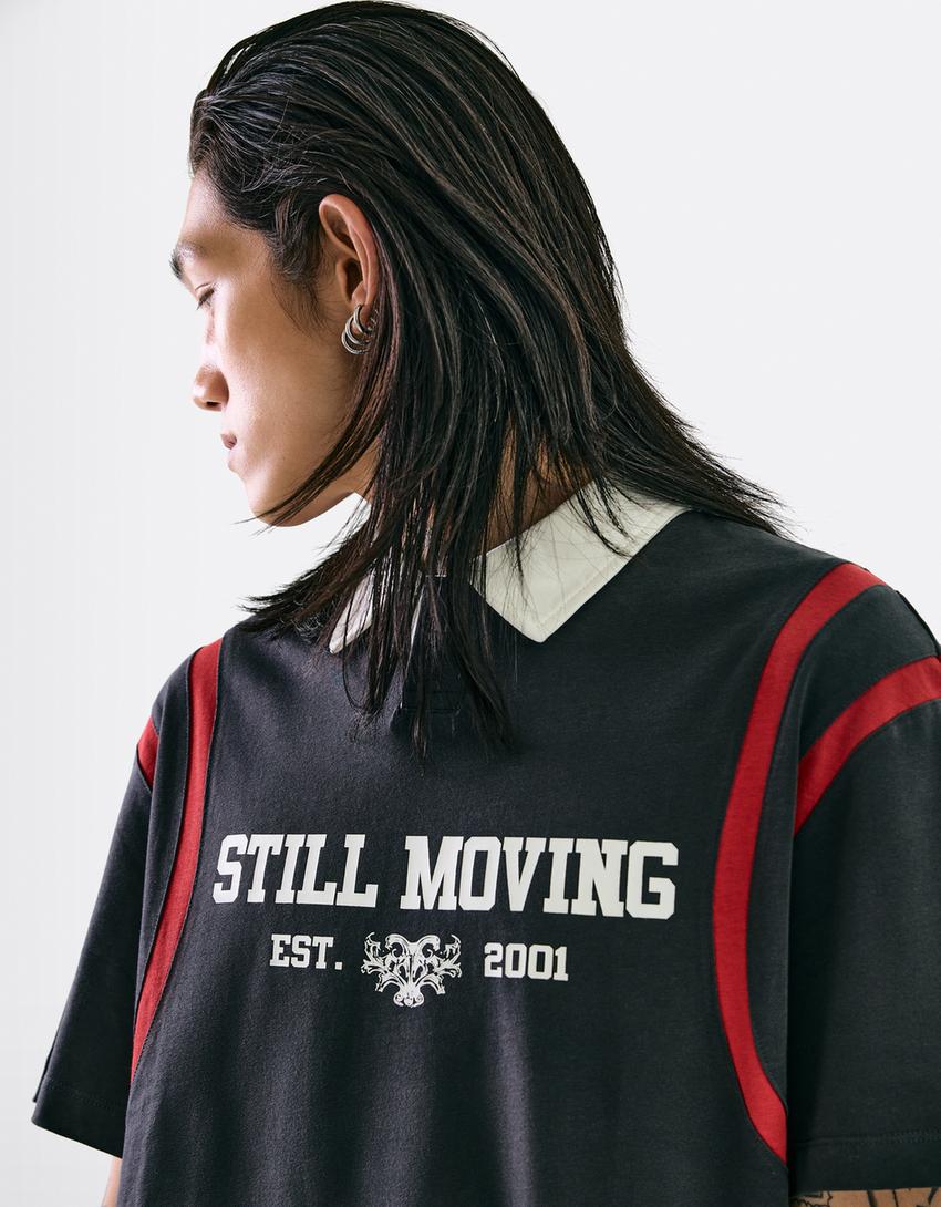 Polo manches courtes imprimé-Gris