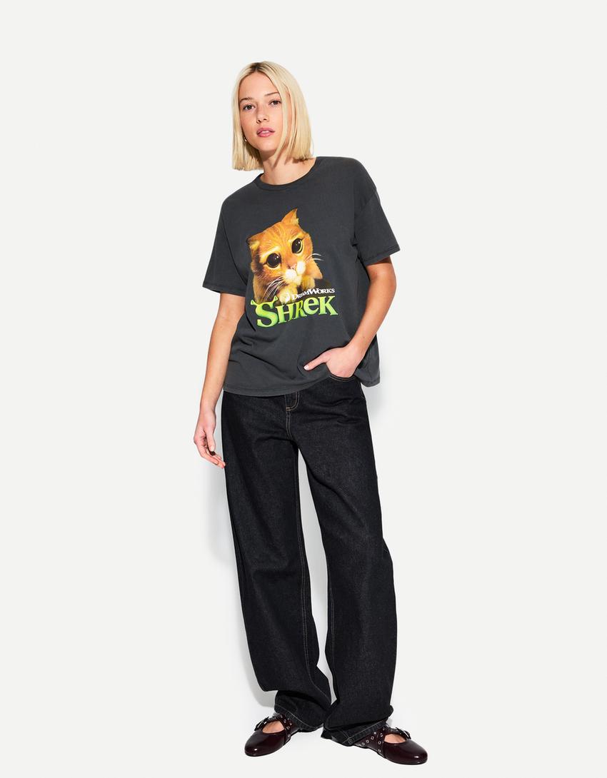 Shrek print short sleeve T-shirt-Grey-2