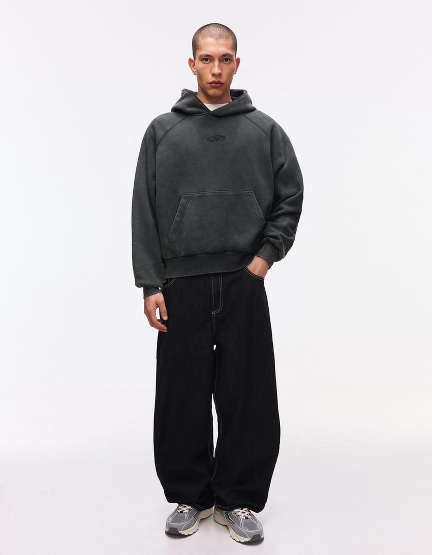 Bluza boxy z kapturem-Szary