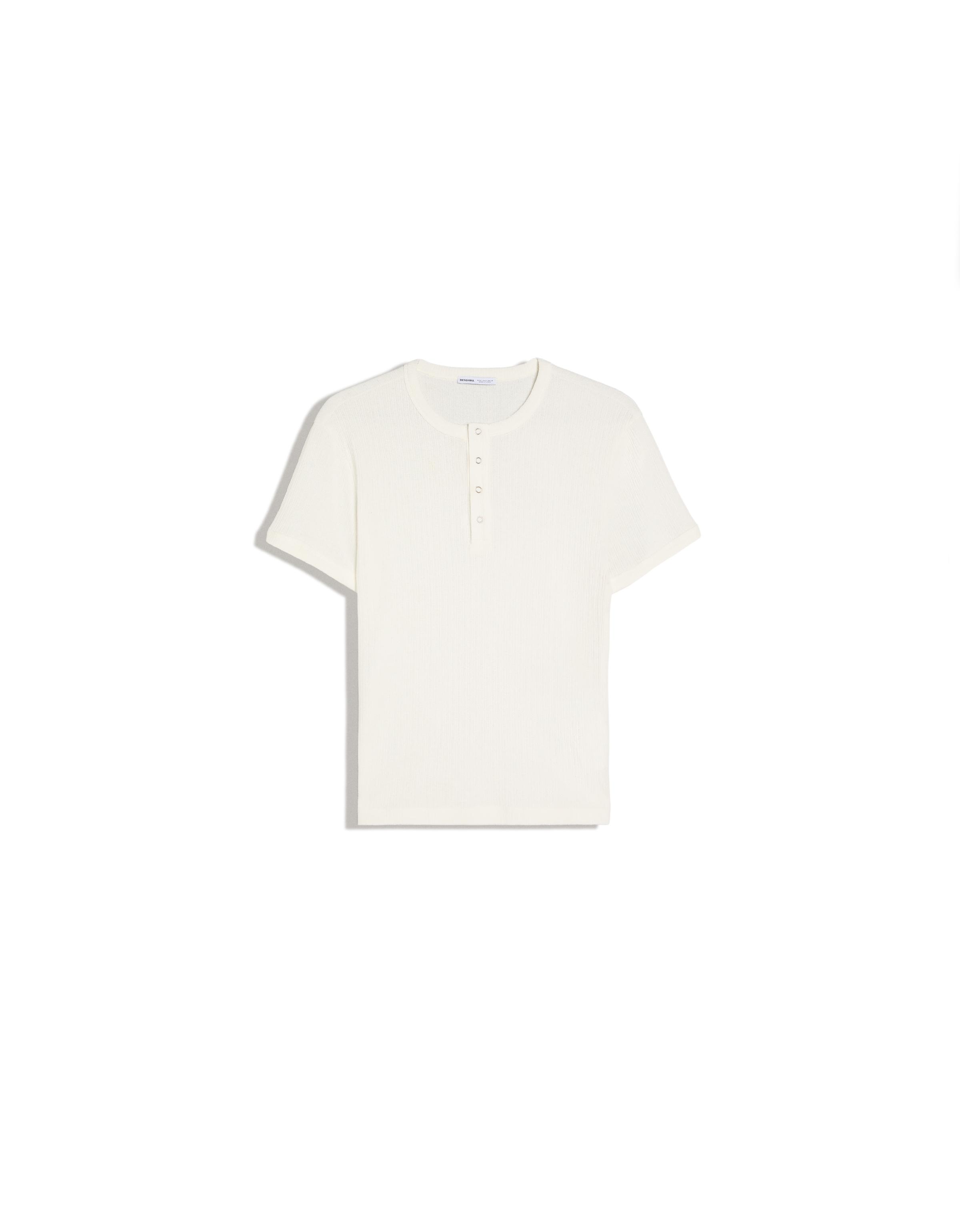 Textured henley T-shirt — White
