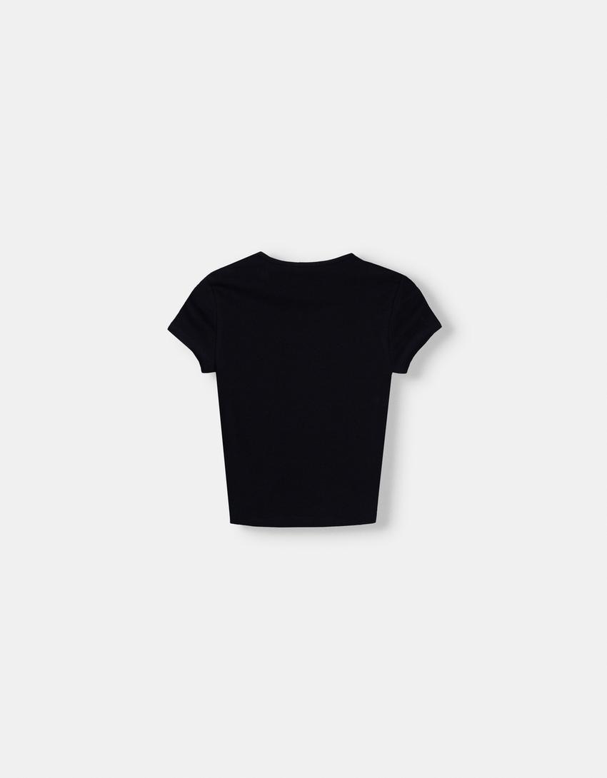 Short sleeve crew neck T-shirt-Black-6