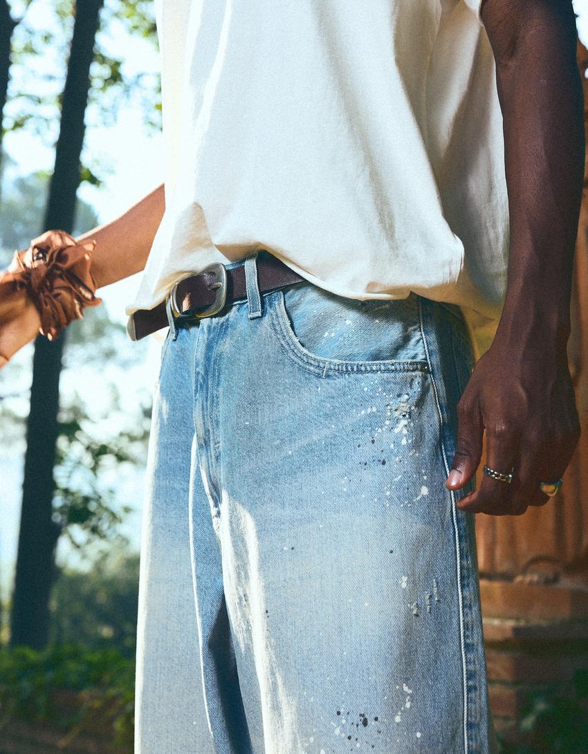 Jeans super baggy fit-Azzurro Lavato