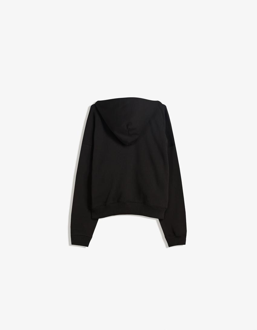Oversized hoodie met rits-Zwart-4