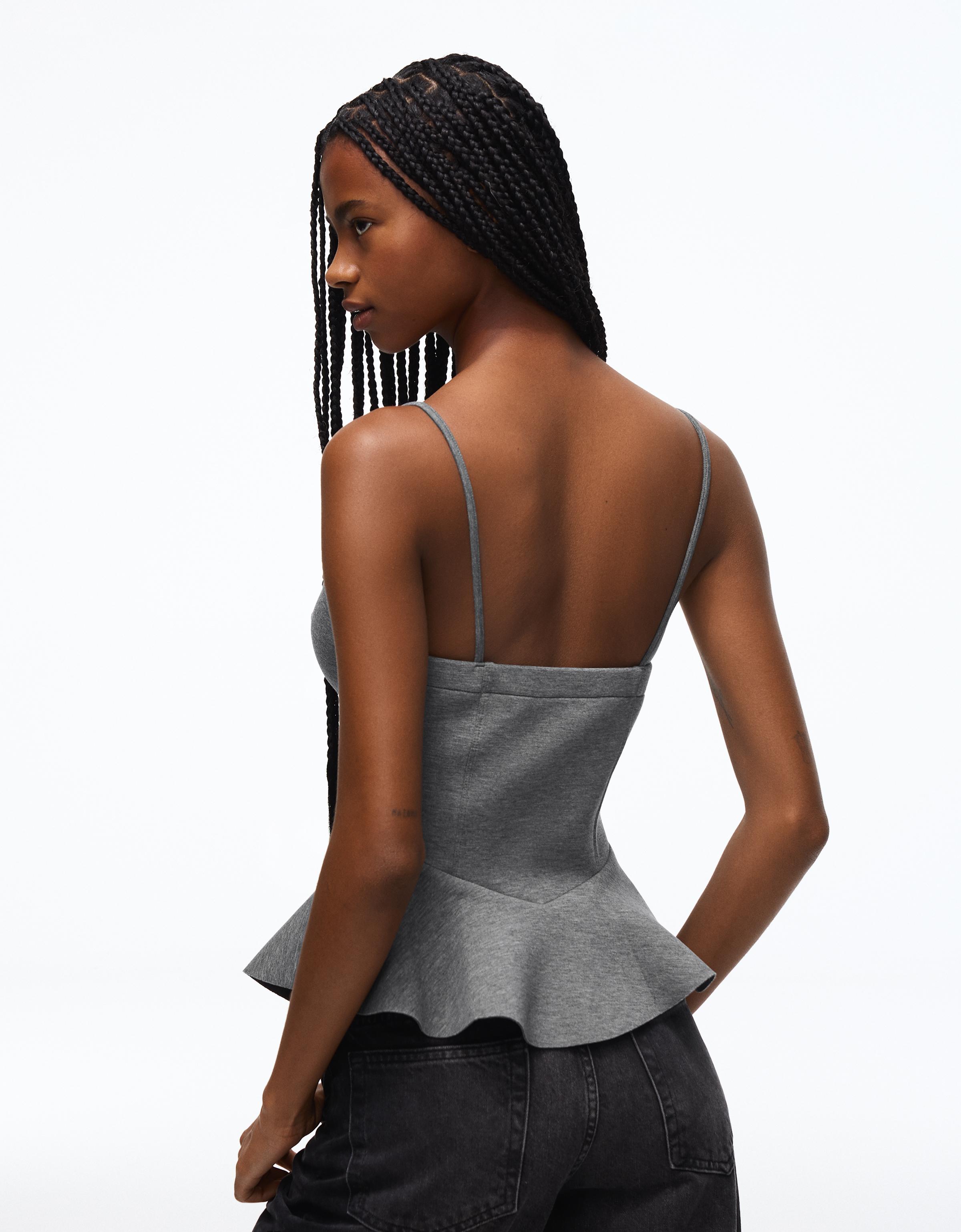 Peplum top in scuba fabric — Grey