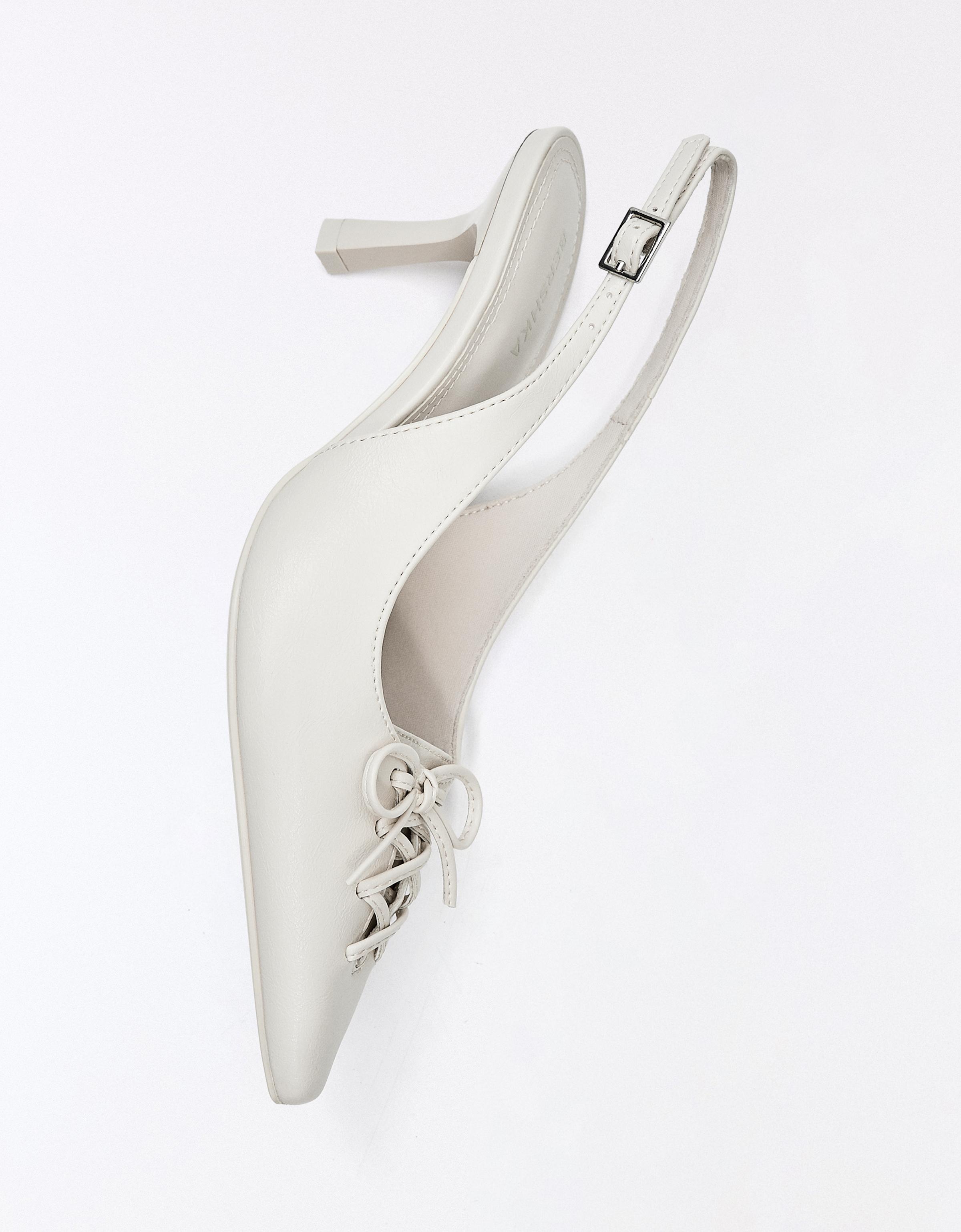 KITTEN HEEL CORSET SHOES — WHITE