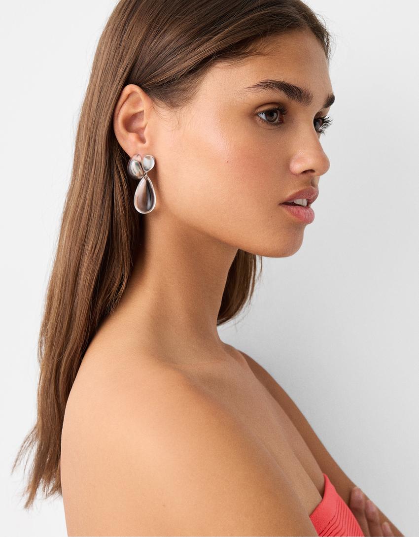 3-pack of transparent/ shiny earrings-Silver-3