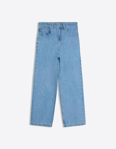 Textured check jeans — Light blue 5