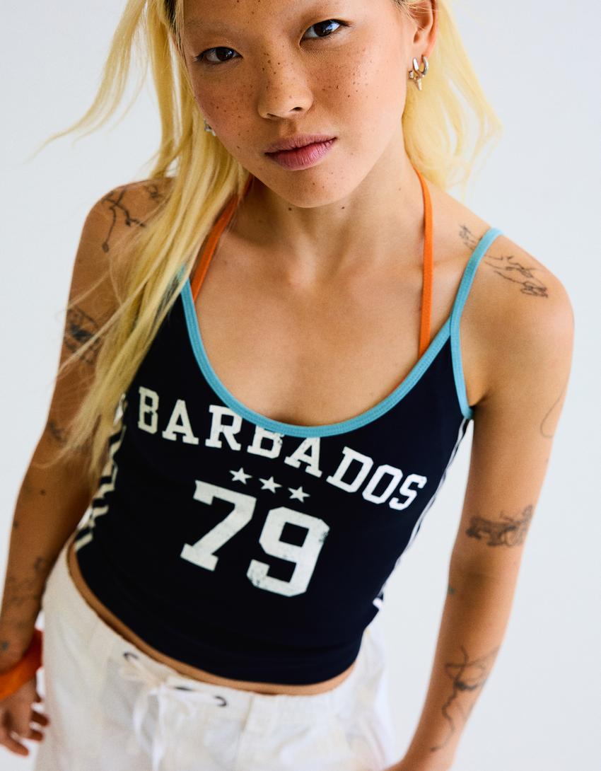 Printed camisole-Navy