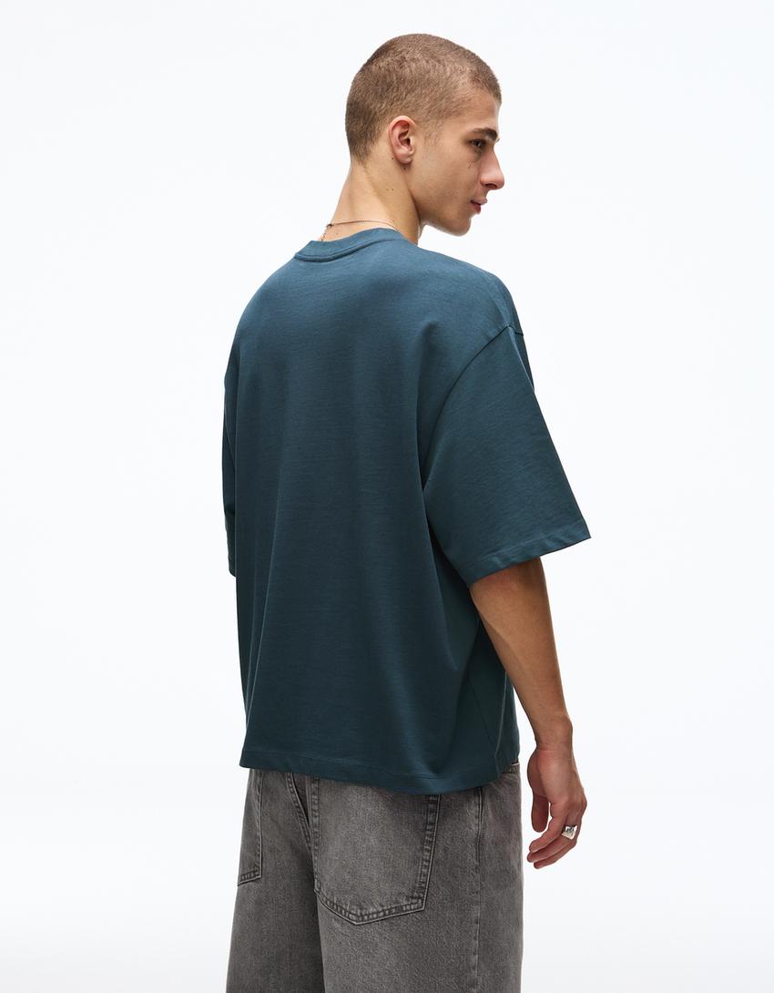 T-Shirt mit kurzen Ärmeln und Print-Blau