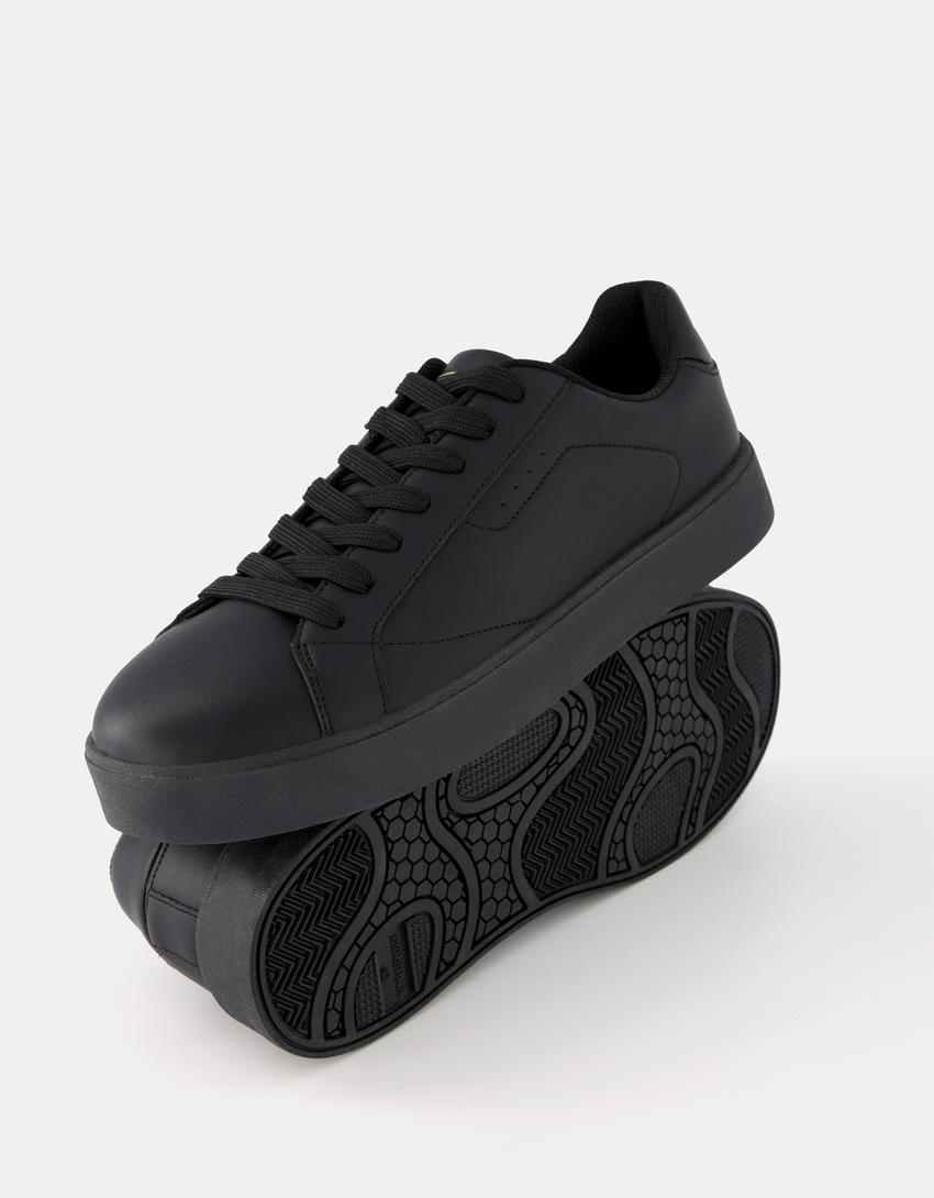 Baskets bi-matière homme-Noir-3