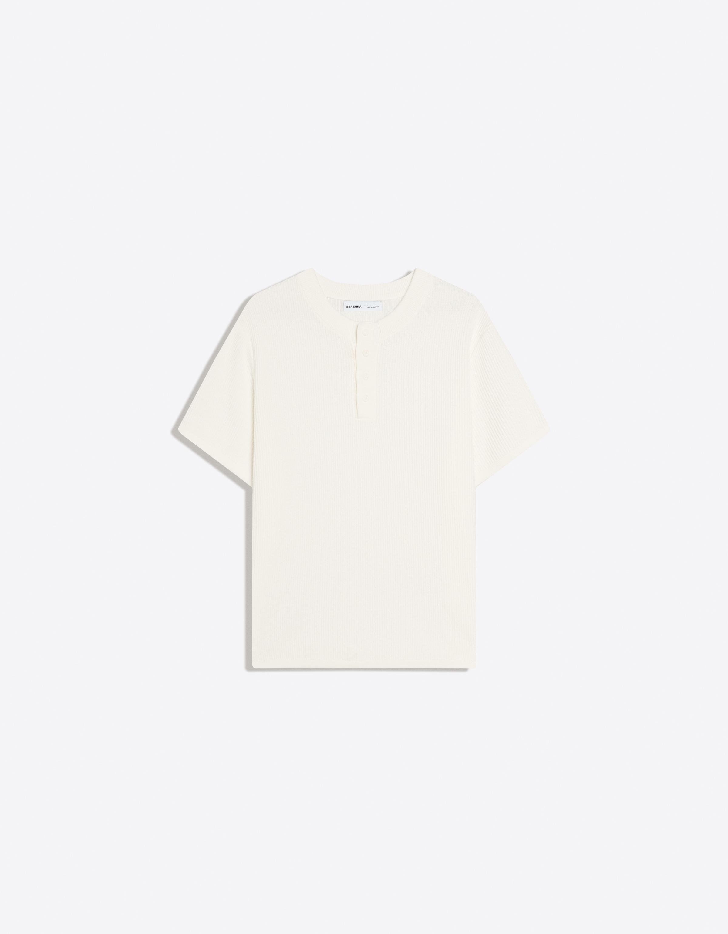 Short sleeve henley T-shirt — White