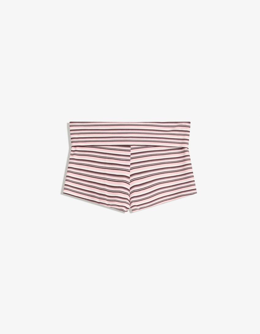 Shorts med ombuk i taljen-Pink-3