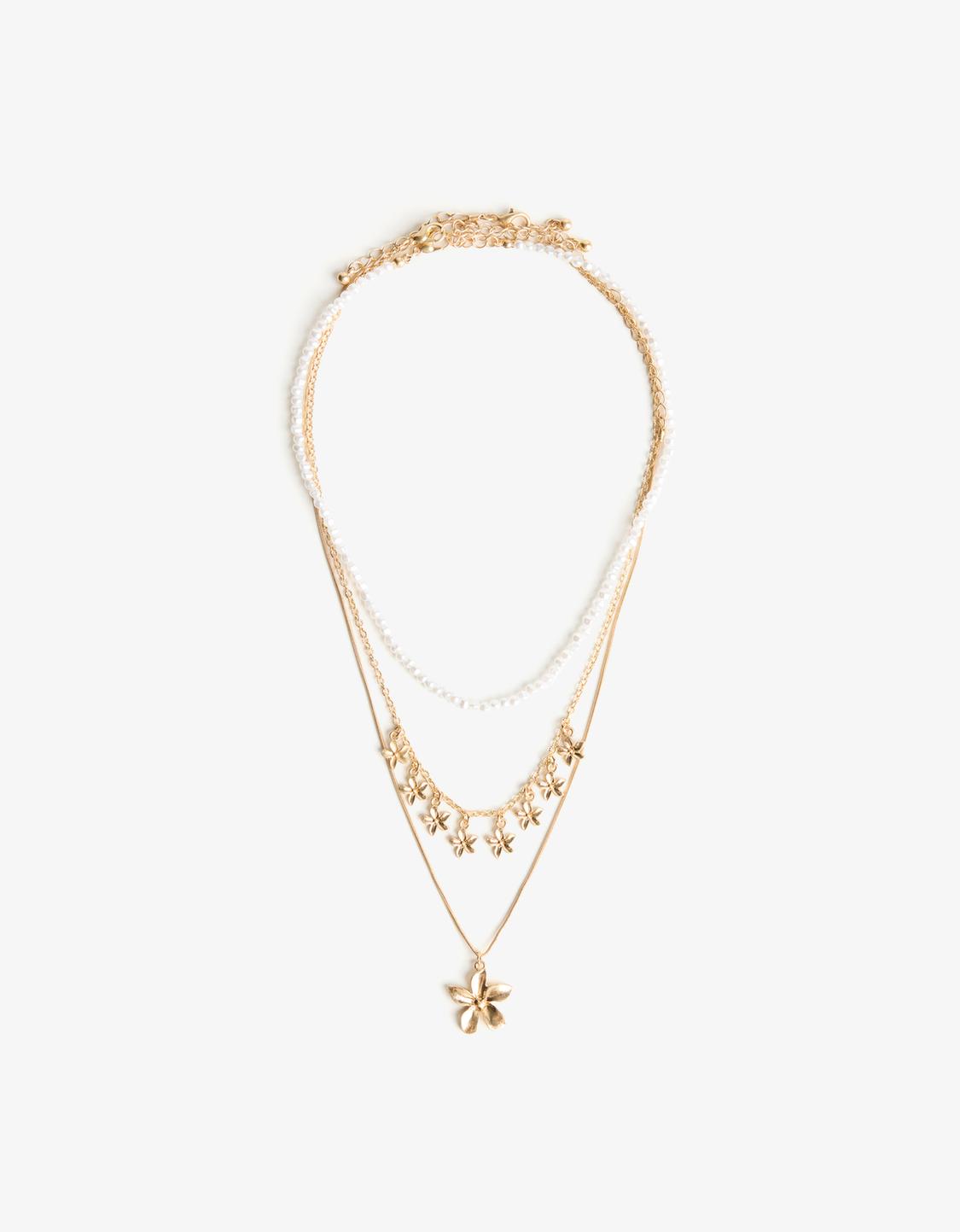 Pack of 3 floral and faux pearl necklaces