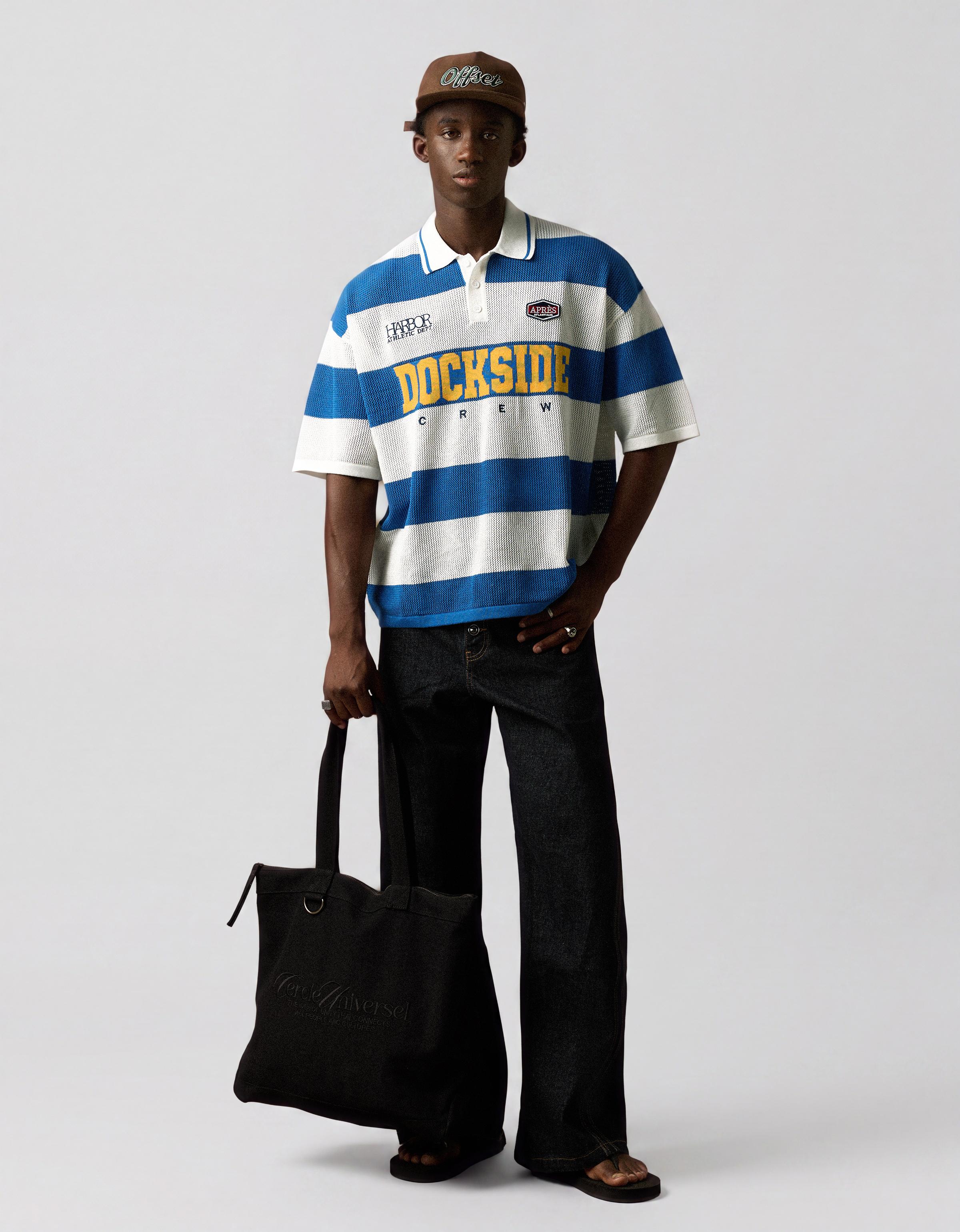 Mesh patch polo shirt — Blue