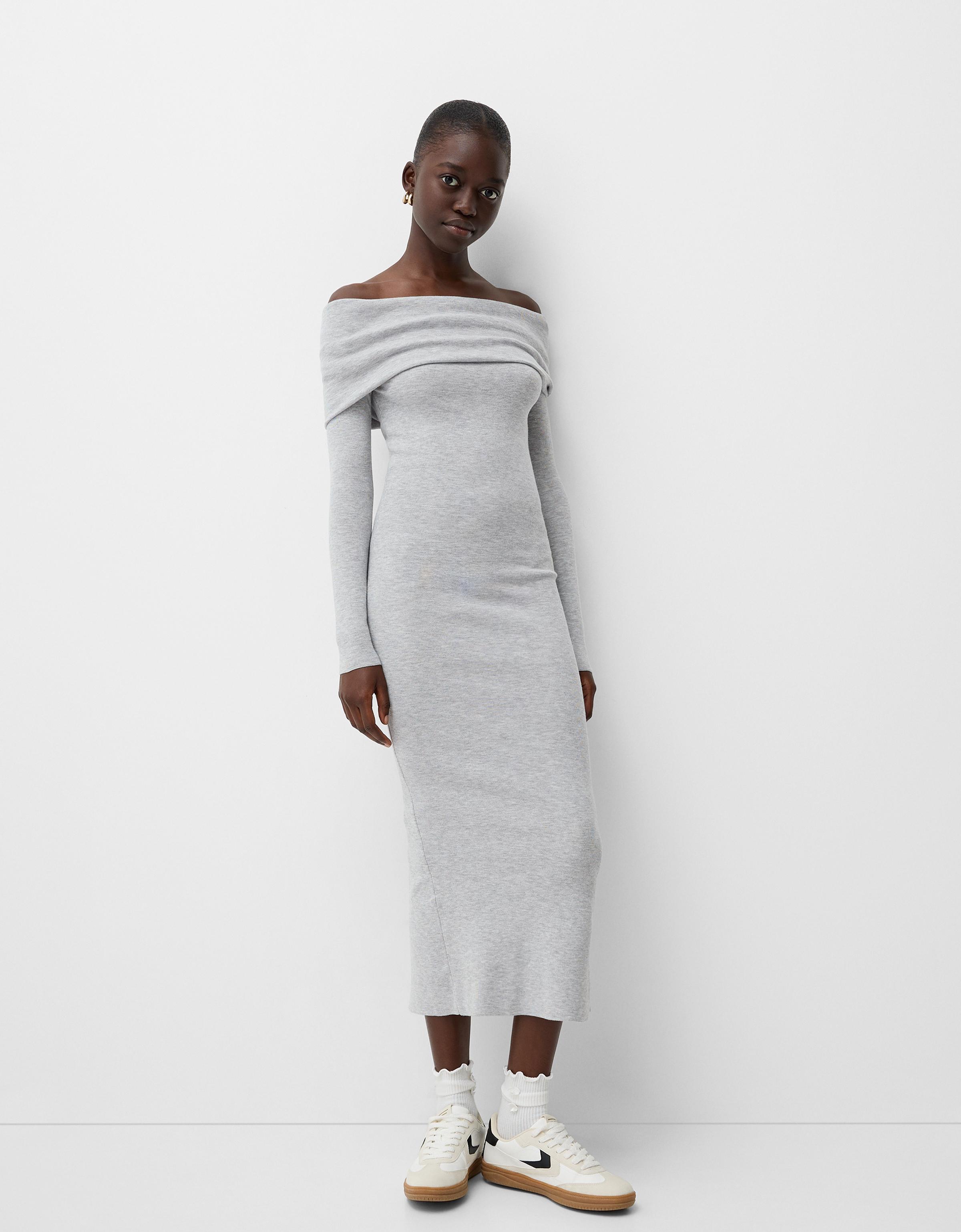 Bardot knit midi dress Dresses Women Bershka