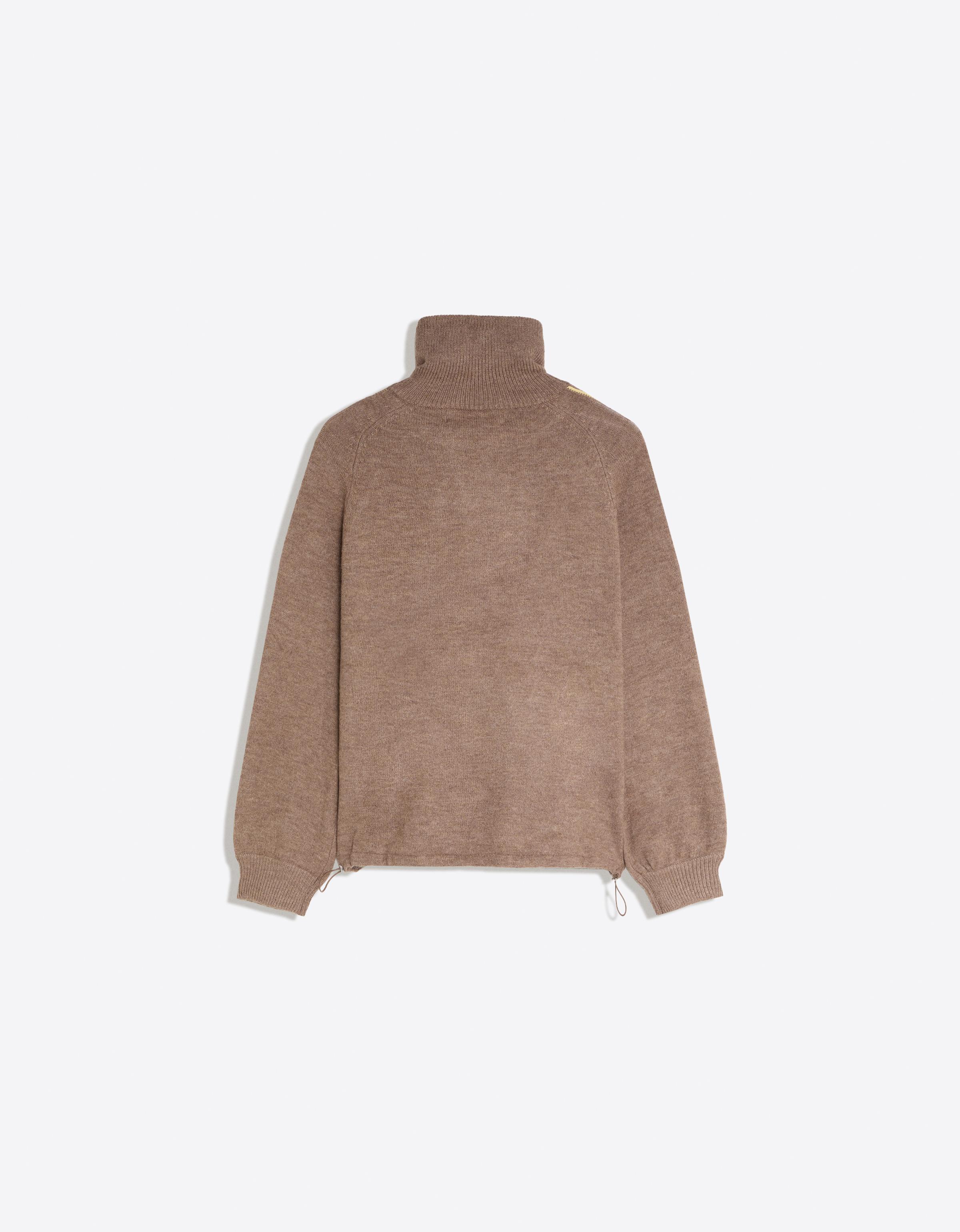 Contrast neck half-length zip jumper — Camel