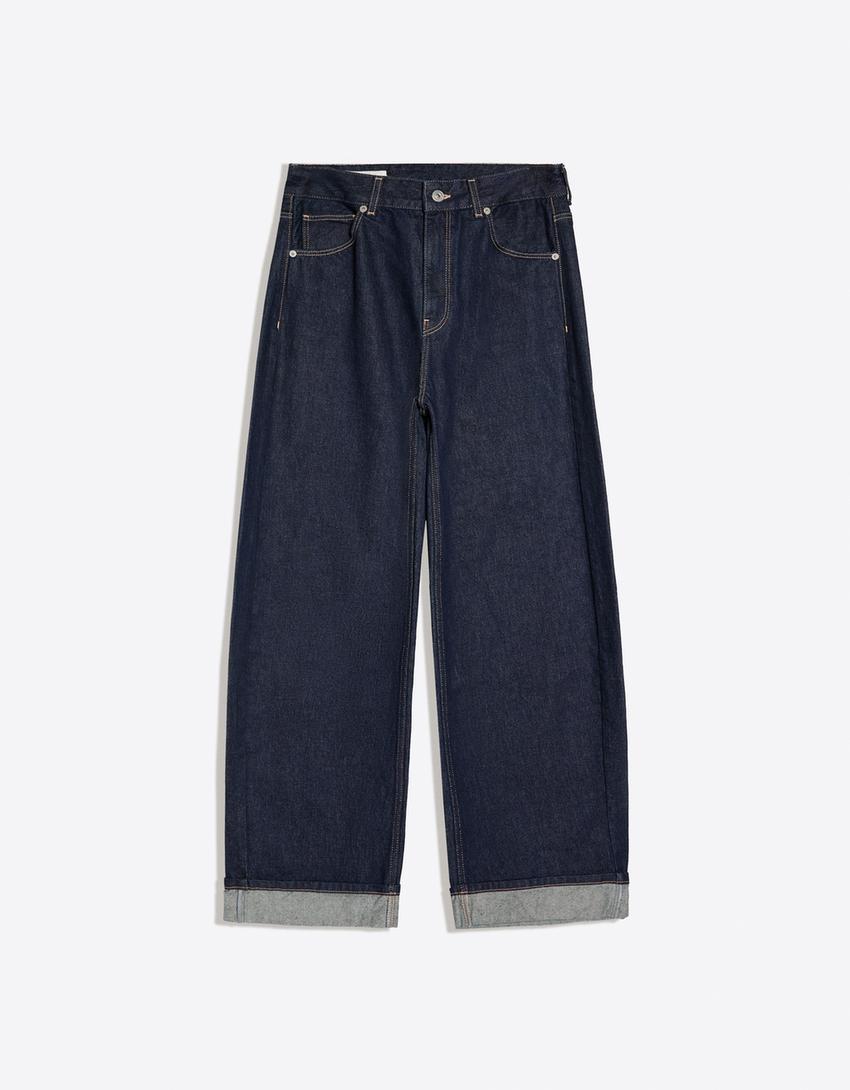 Jeans balloon hebilla trasera rotos-Marino