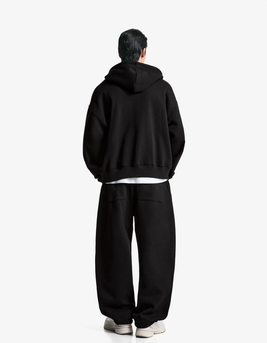 Zip-up hoodie-Black-1