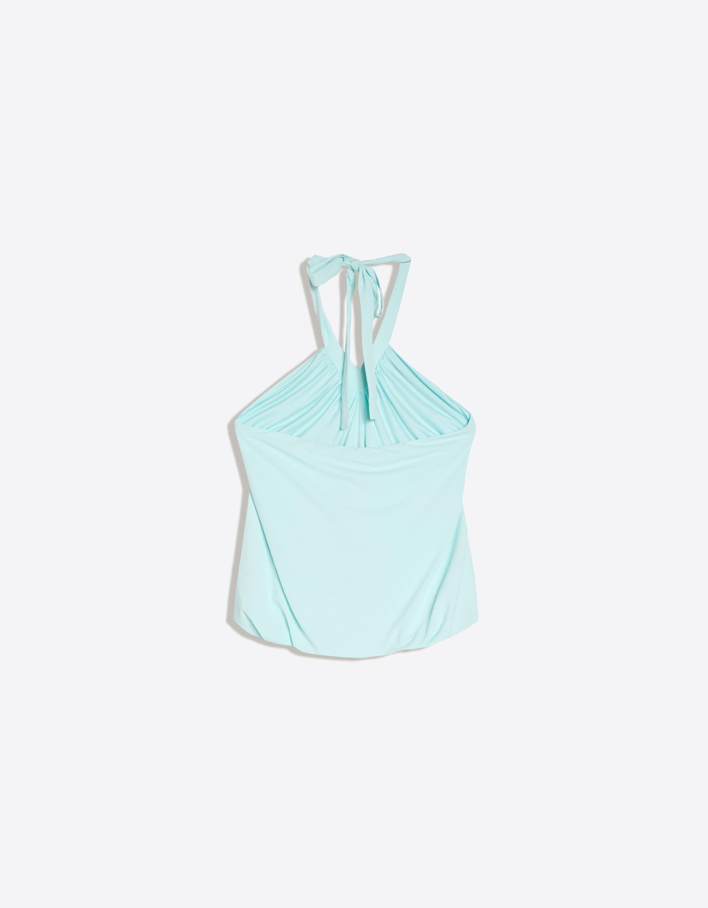 Halter peplum top — Turquoise