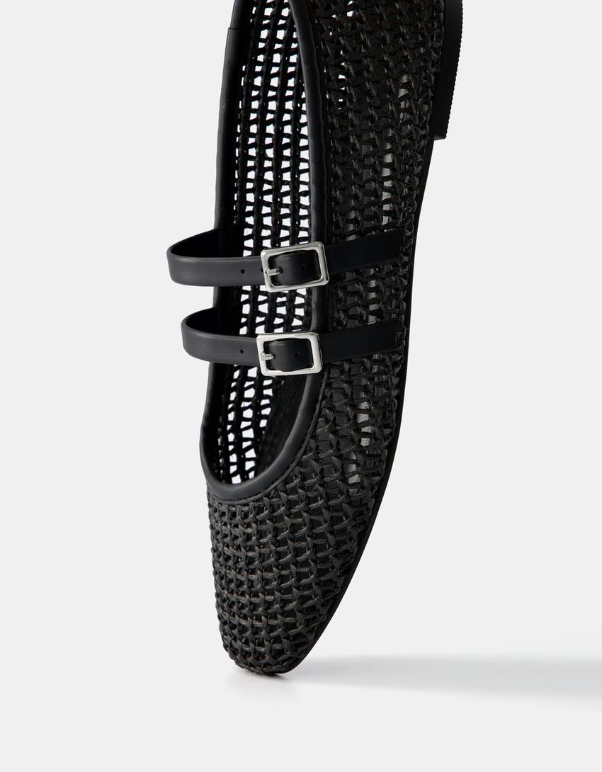 Ballerines résille avec boucles-Noir-2