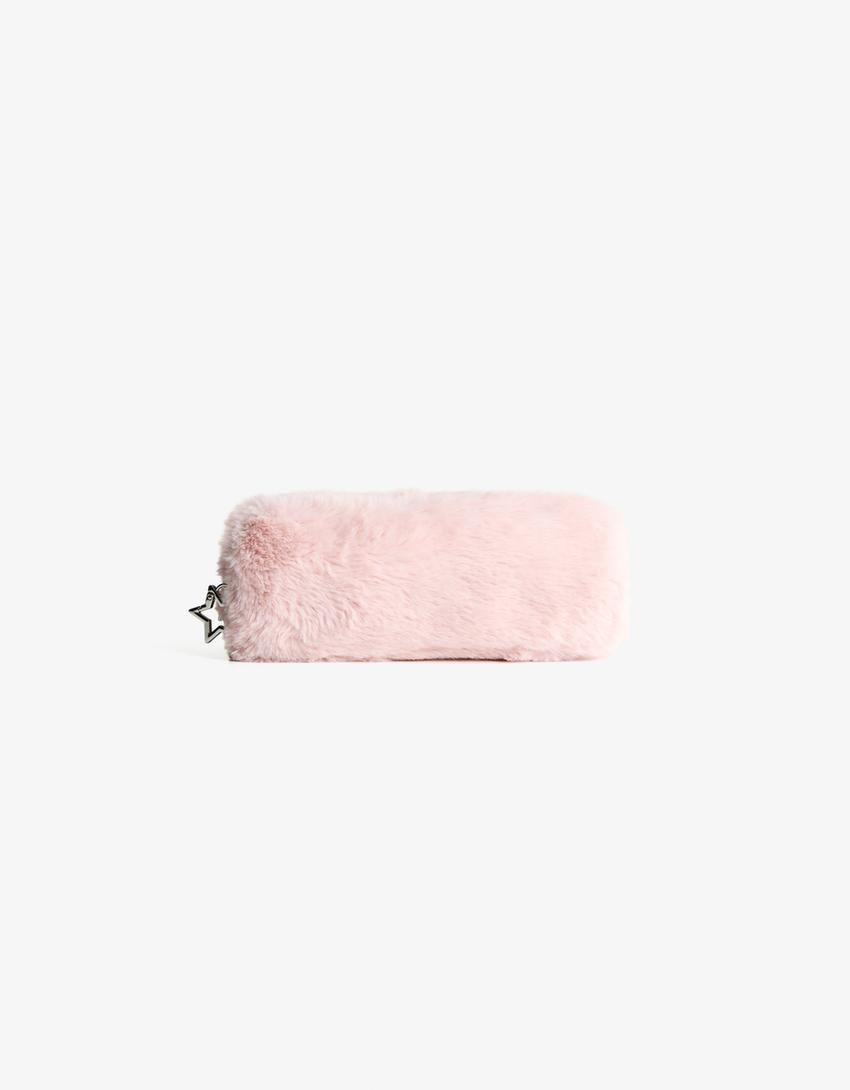Estojo efeito de pelo-Rosa