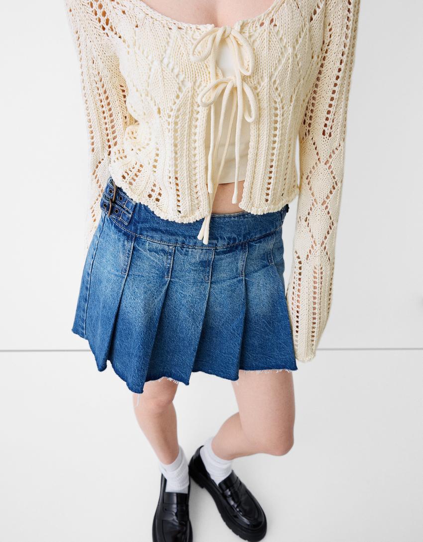 Open-knit rustic jacket-Cream-5