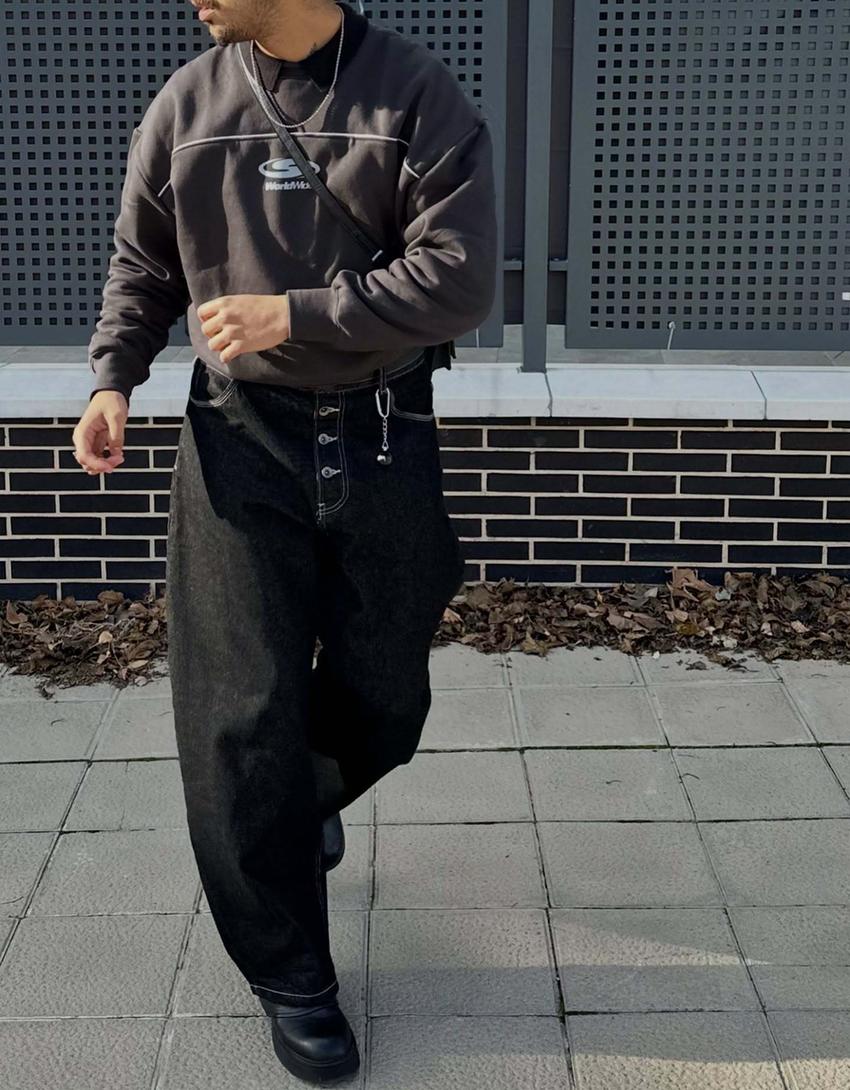 Printed boxy sweatshirt-Blue