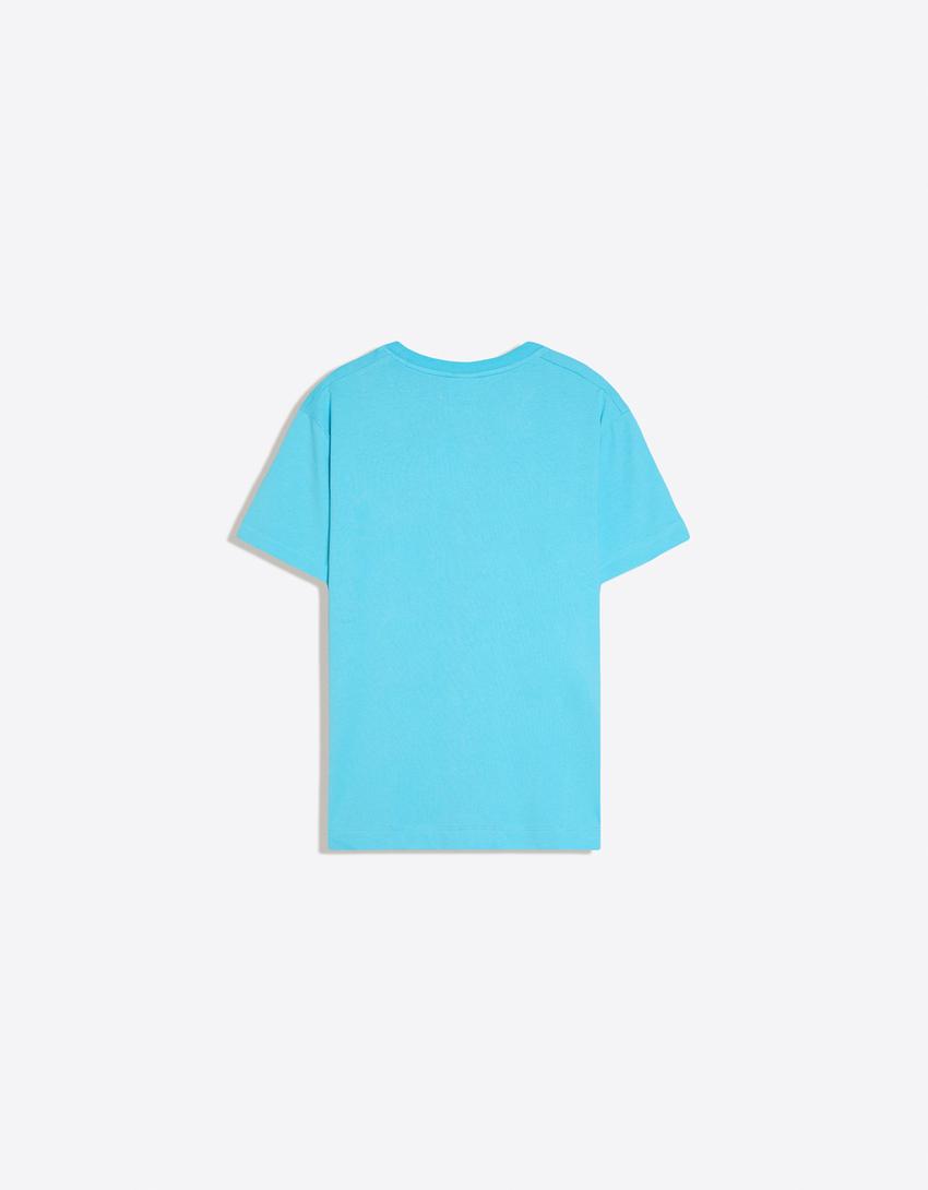 Small fit print T-shirt-Blue