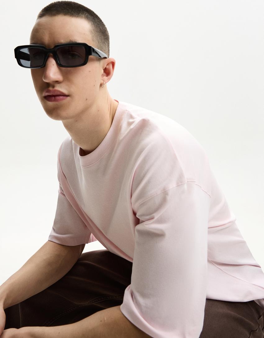 Maglietta a maniche corte oversize-Rosa-3