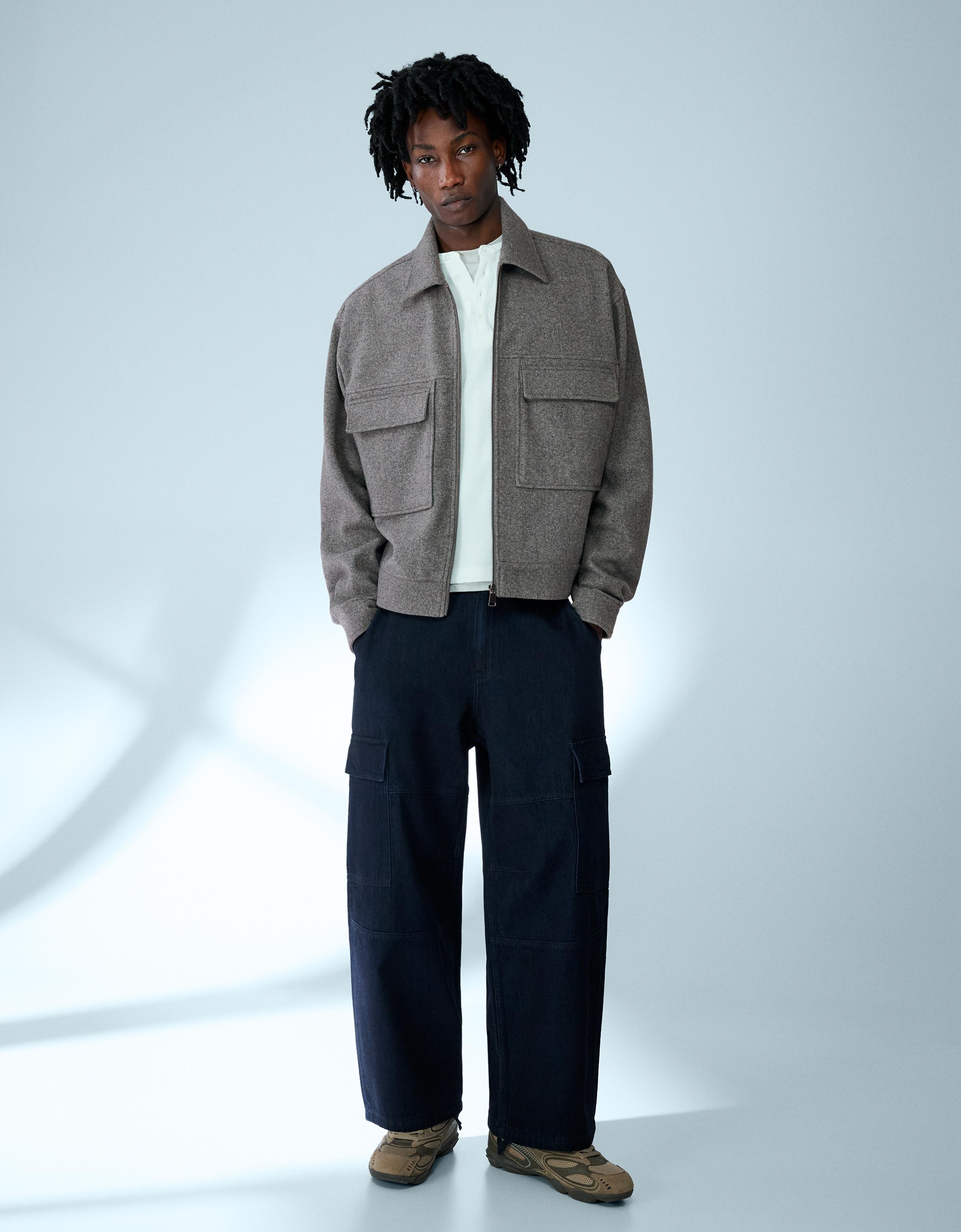 Fermuarlı boxy fit flanel ceket - Görsel 30