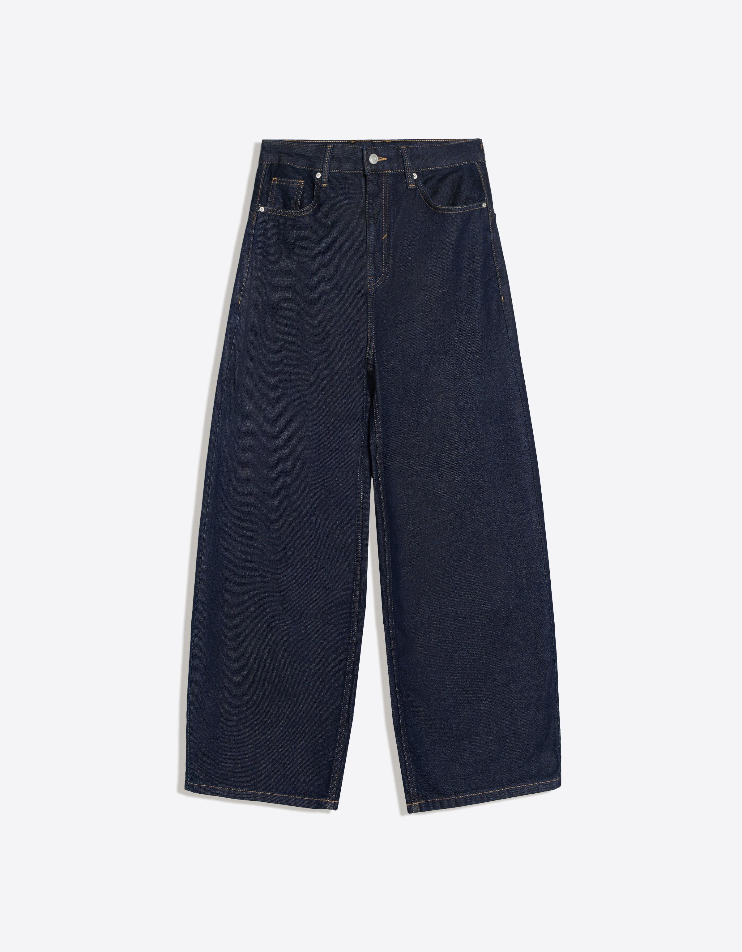 Barrel jeans with back buckle — Navy