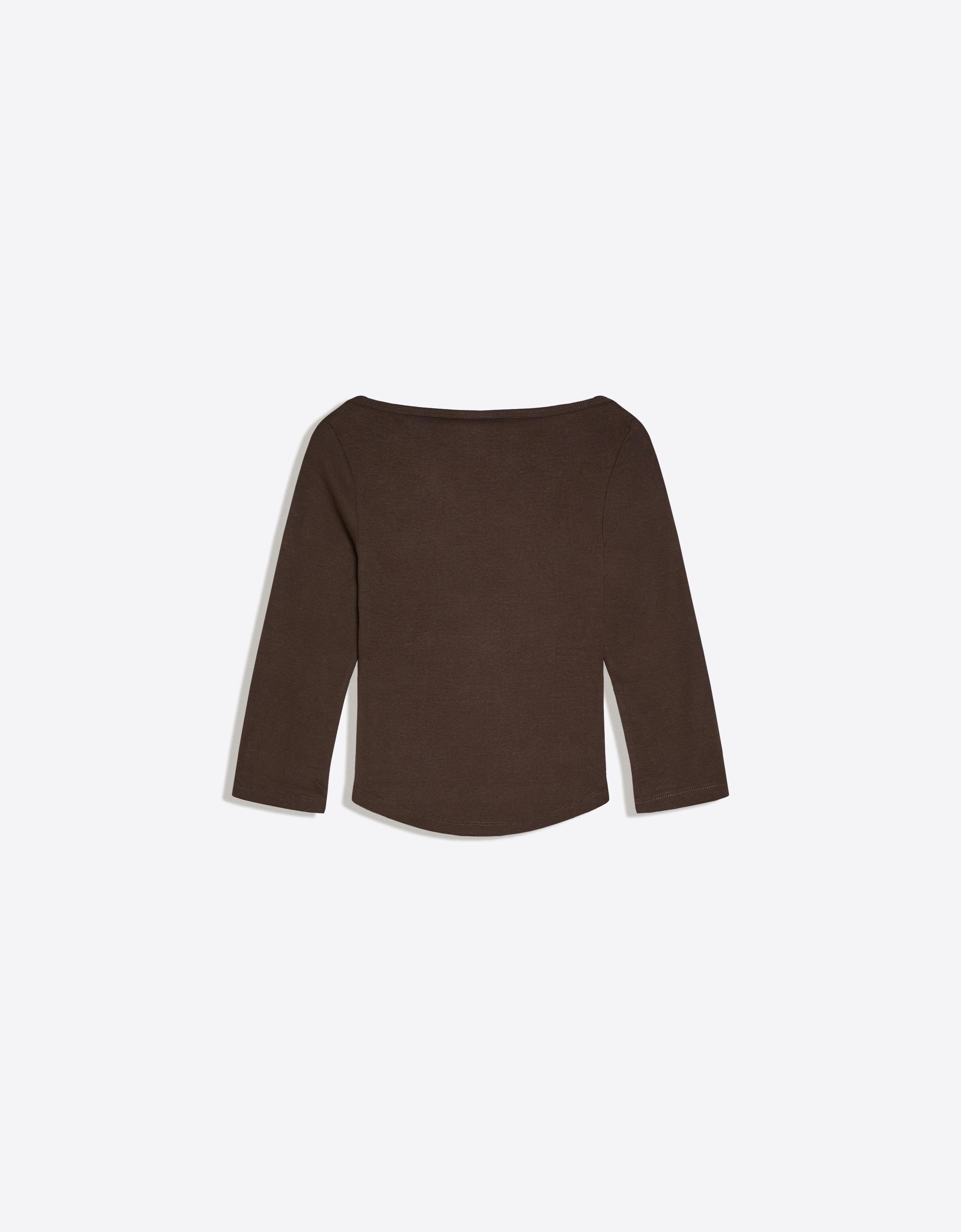 Boat neck long-sleeve T-shirt — Brown