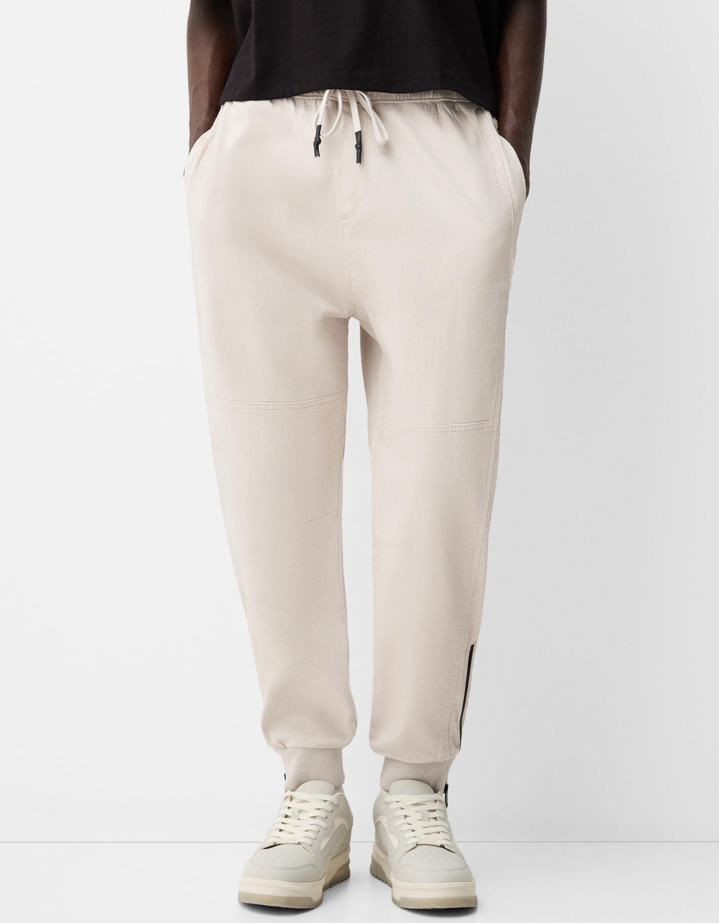 Bershka Pantaloni Jogger Cerniere Uomo Xl Sabbia