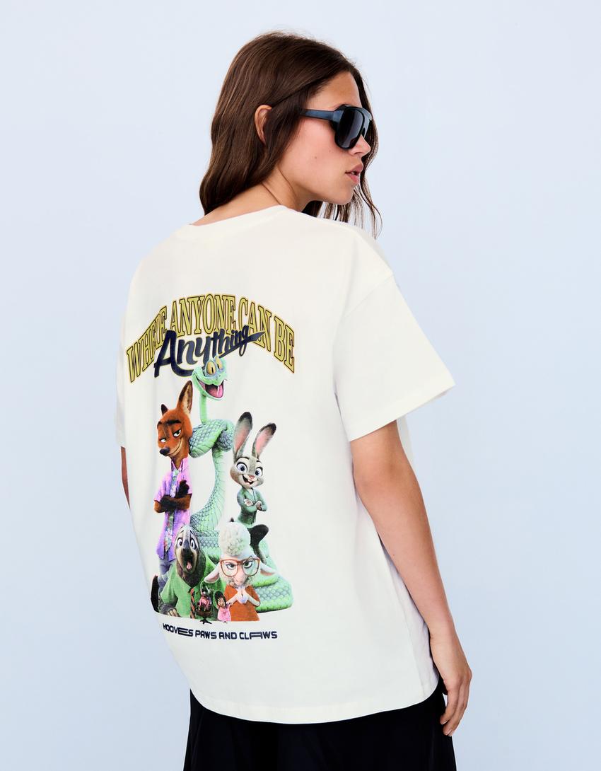 Camiseta oversize ZOOTROPOLIS-Blanco roto