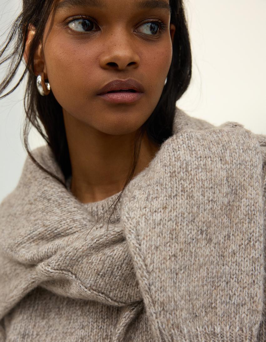 Pullover mit körpernah geschnittenem Bund-Braun