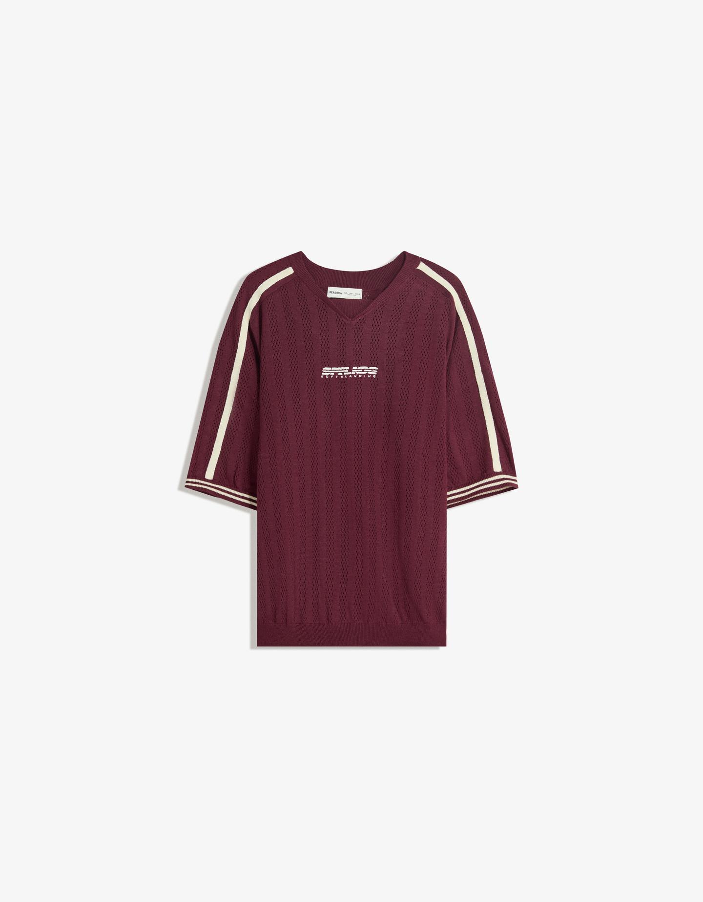 Bershka Camiseta Manga Corta Sport Hombre S Burdeos