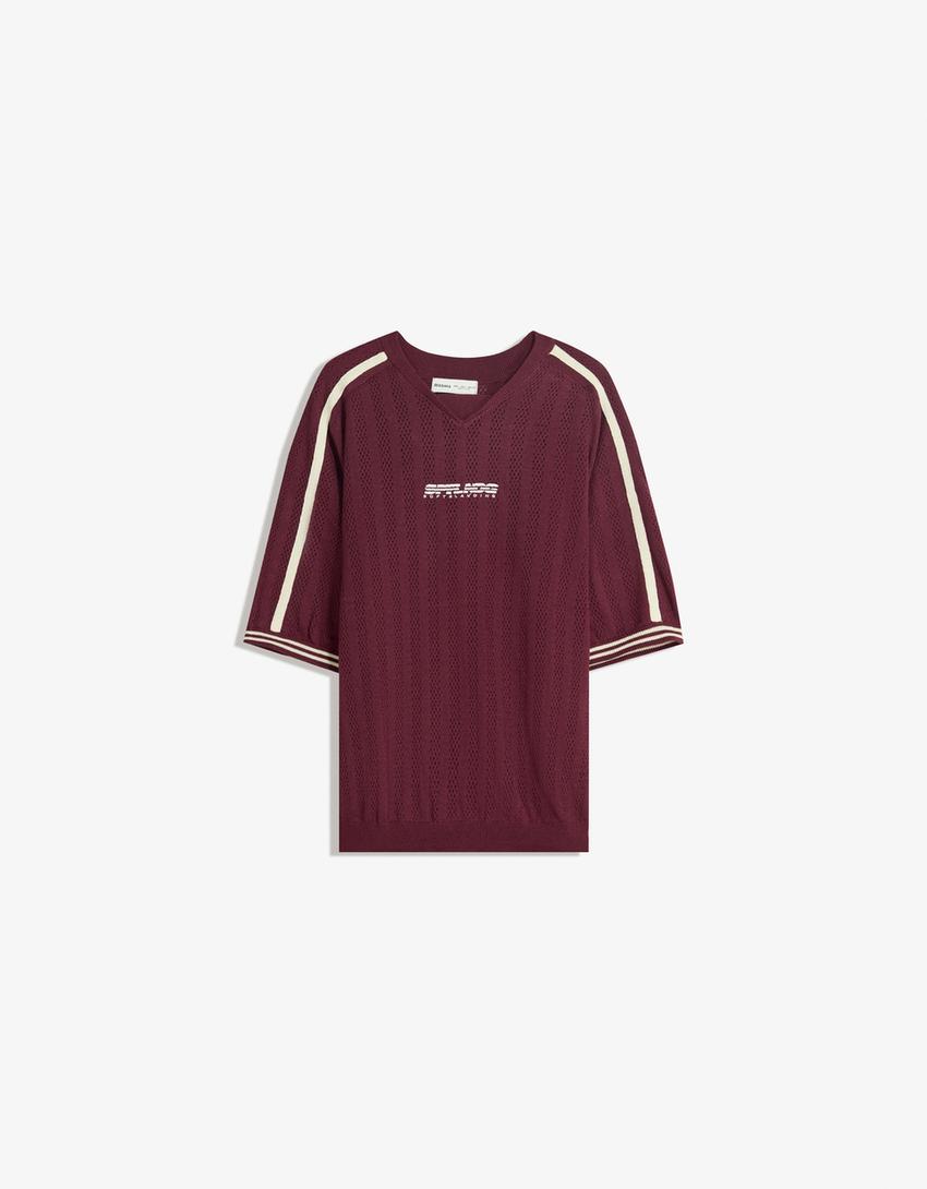 Kısa kollu spor tişört-Bordo-4