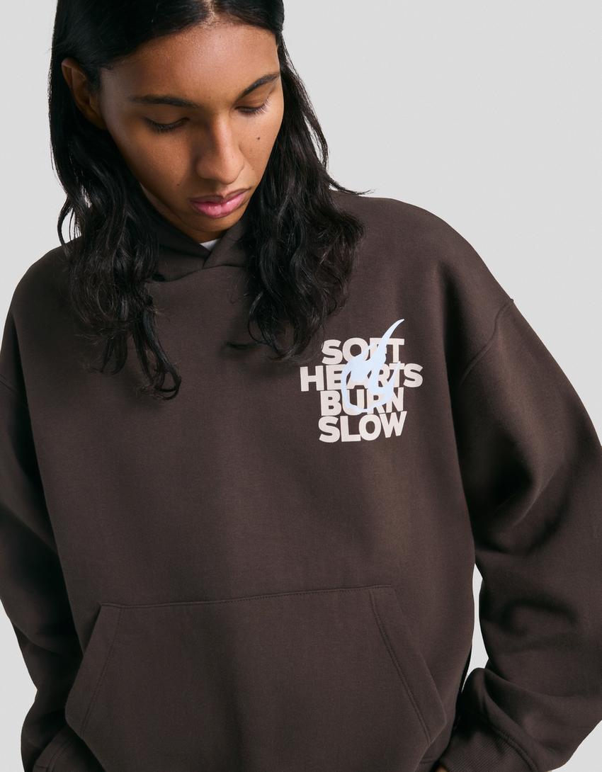 Kapuzen-Sweatshirt mit Print-Braun
