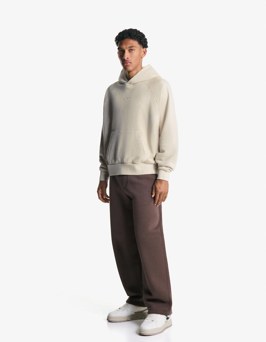 Boxy fit hoodie-Sand-3
