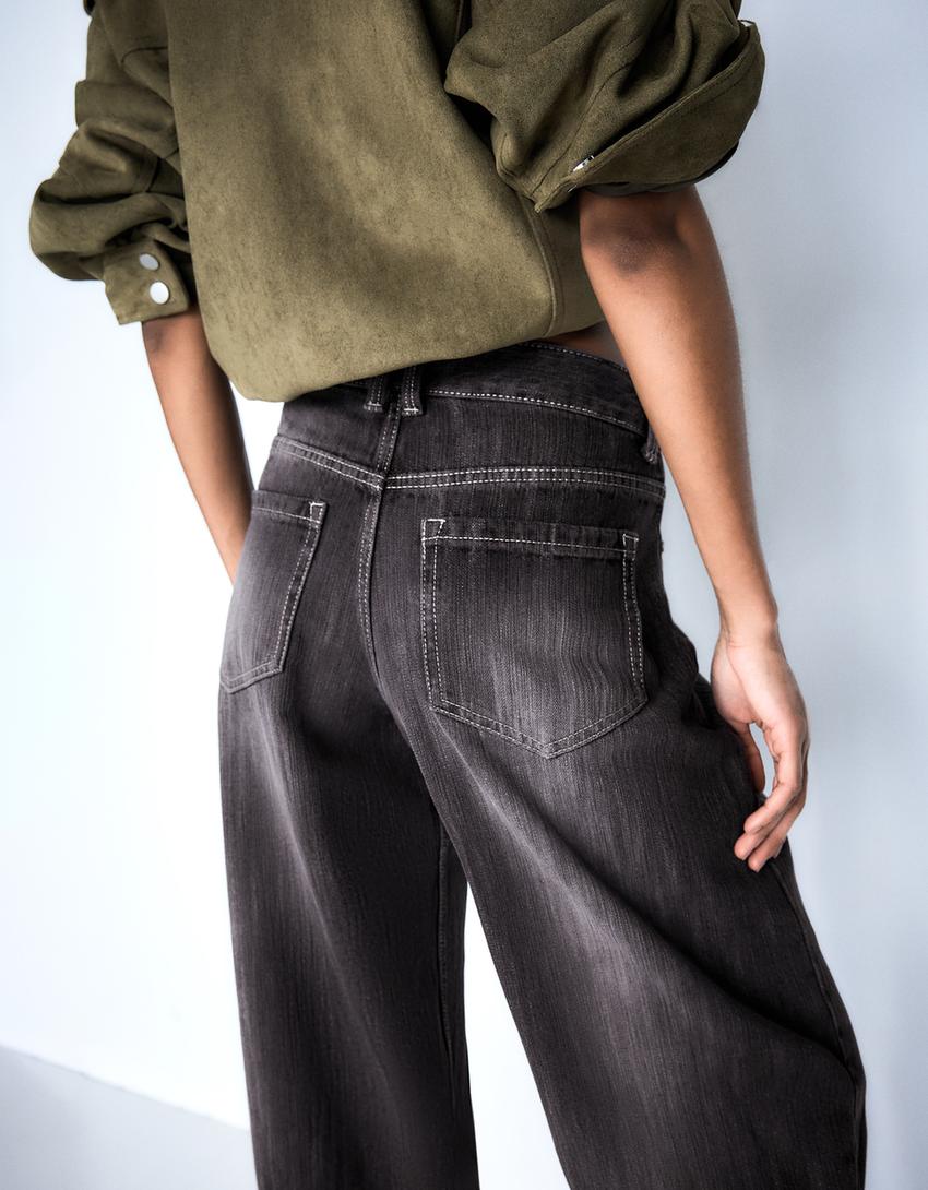 Süet efektli ceket-Haki