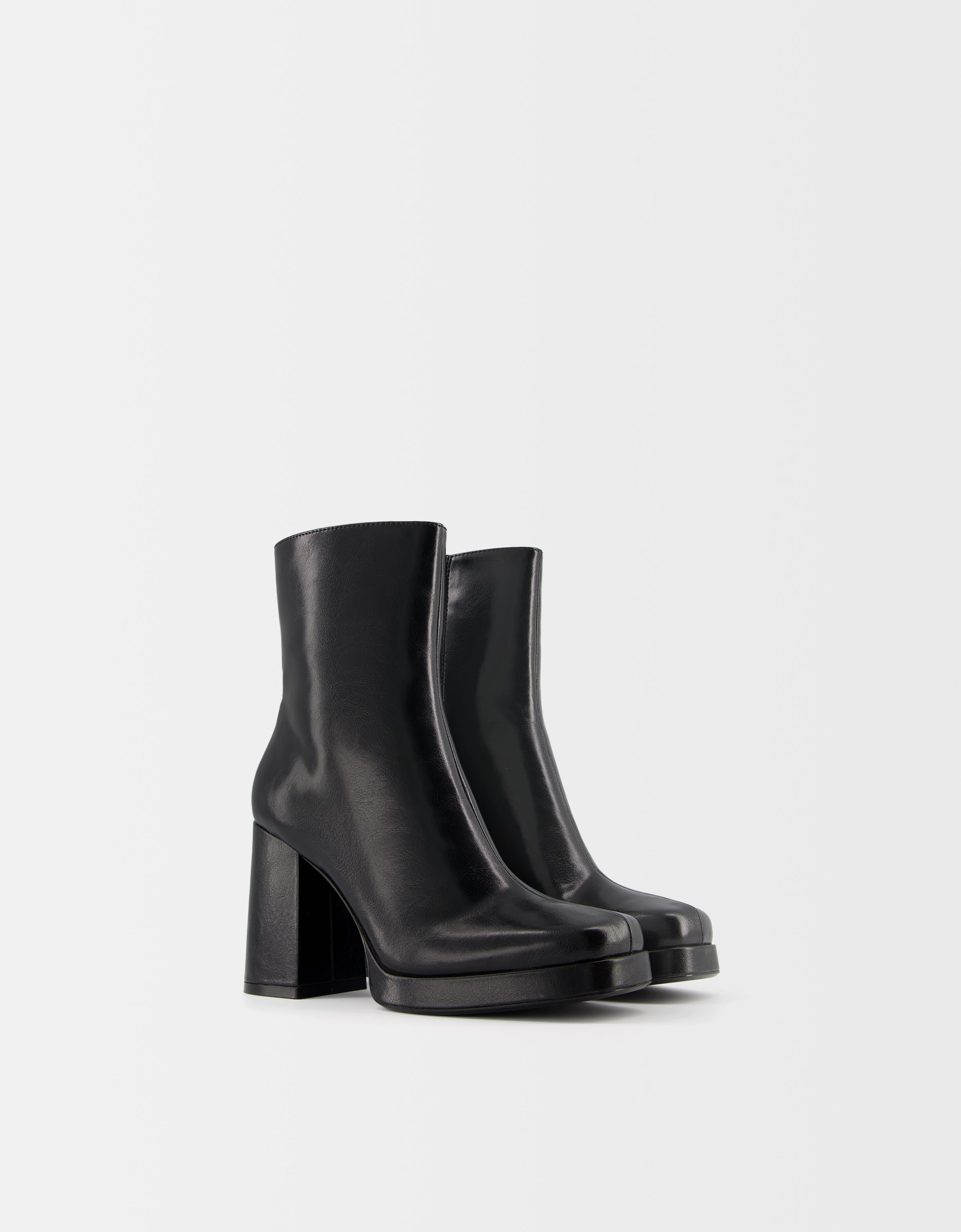 Bershka Plateau-Stiefeletten Mit Absatz Damen 41 Schwarz