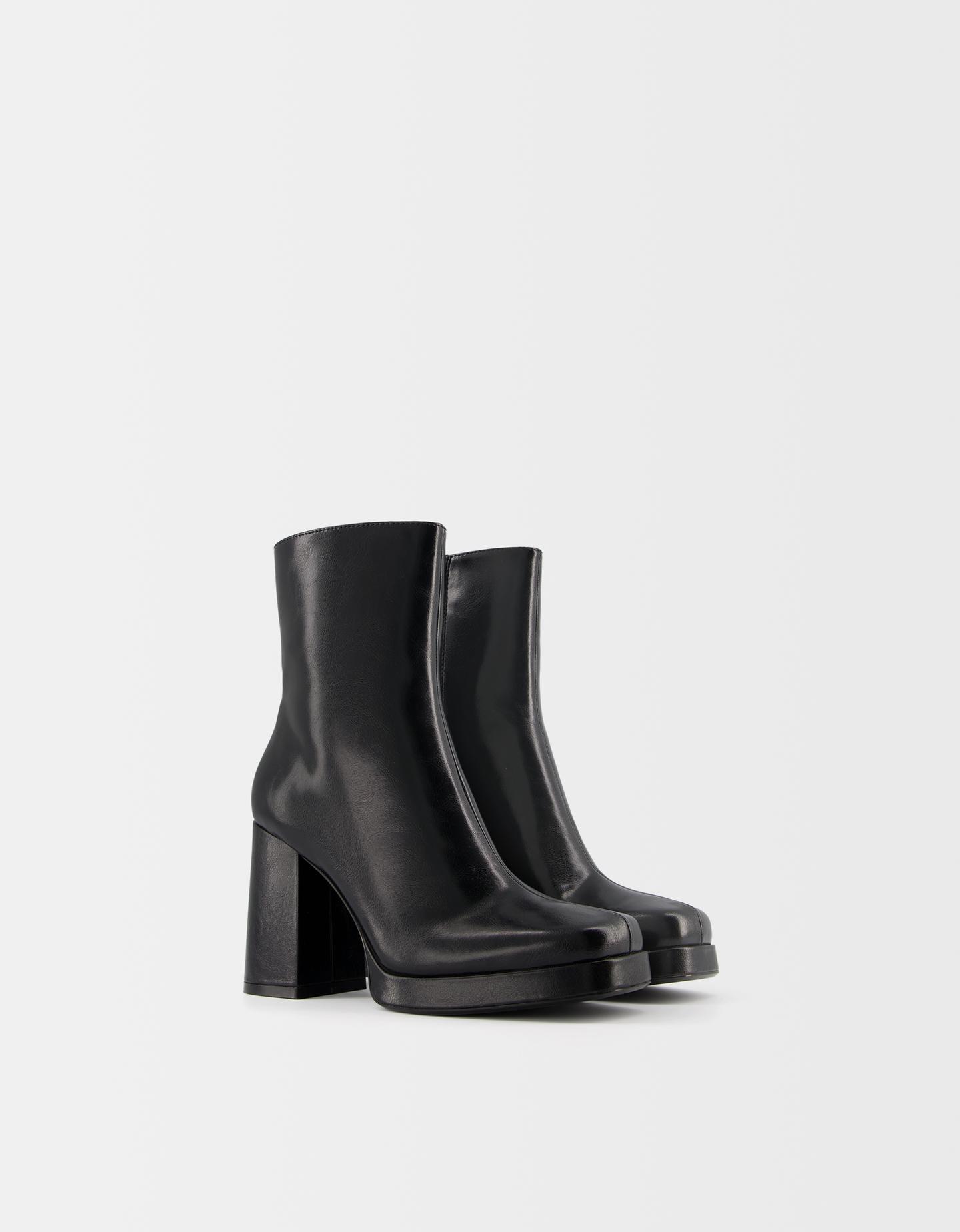 Bershka Botines Tacón Plataforma Mujer 41 Negro