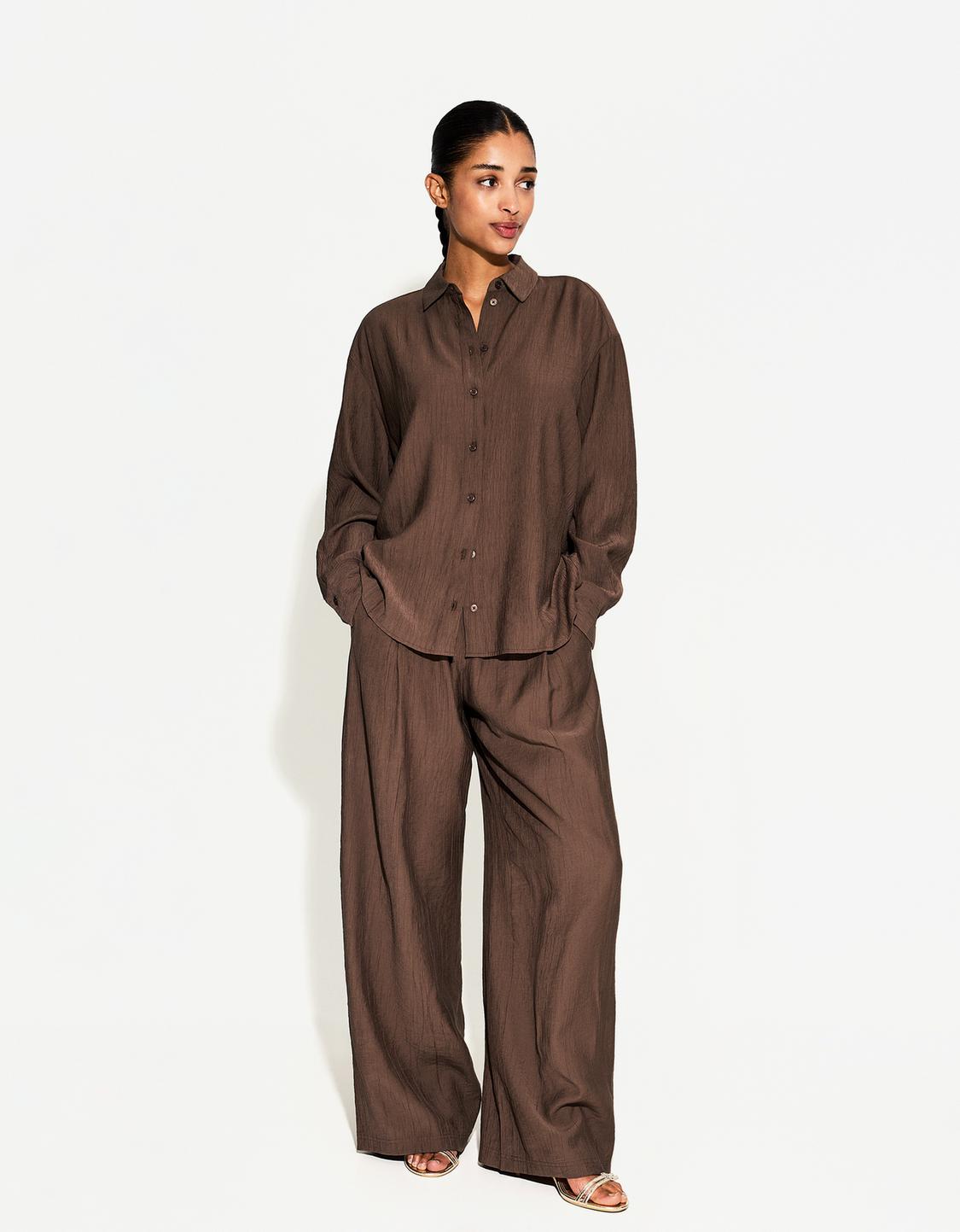 Wide leg drawstring trousers