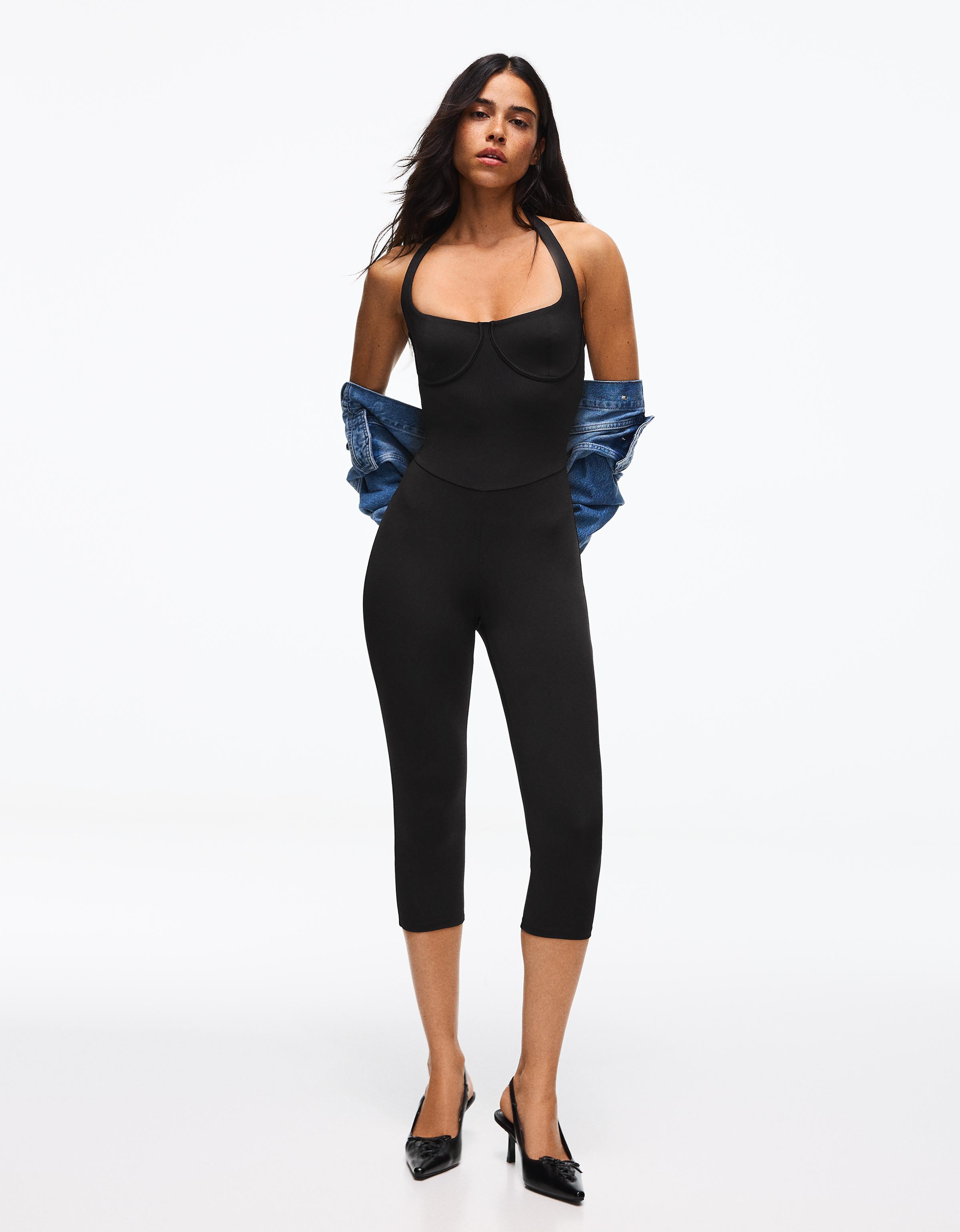 Halter capris jumpsuit — Black