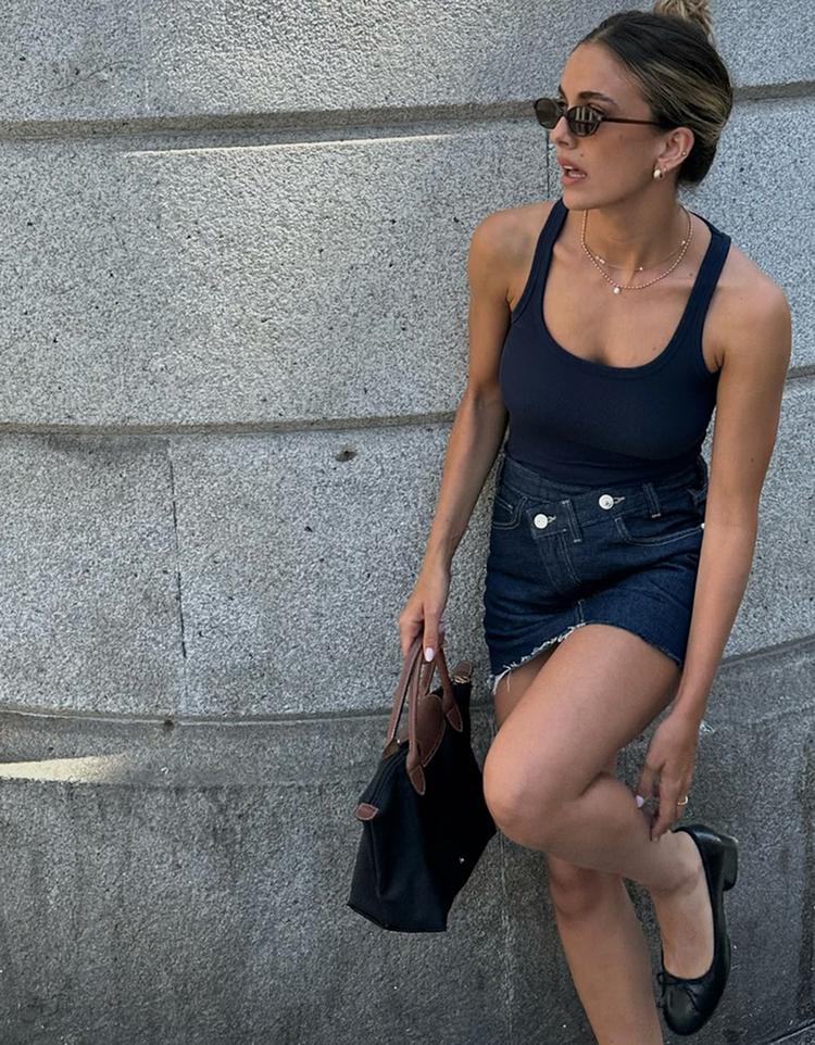 Denim mini skort