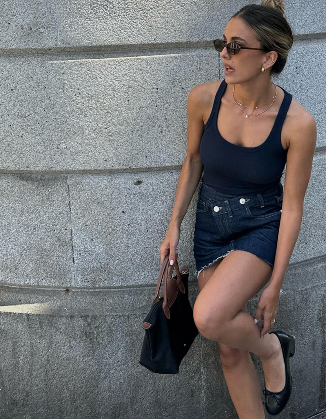 Denim mini skort
