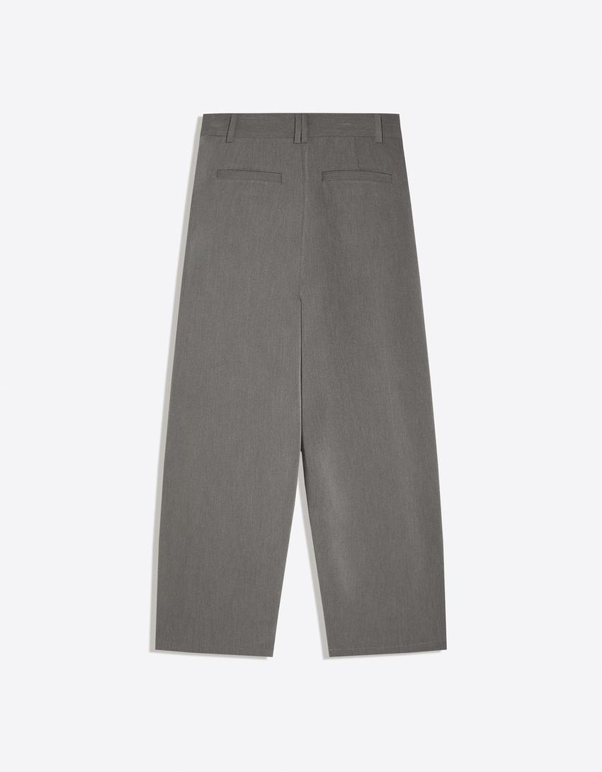 Pantalon baggy à plis-Gris
