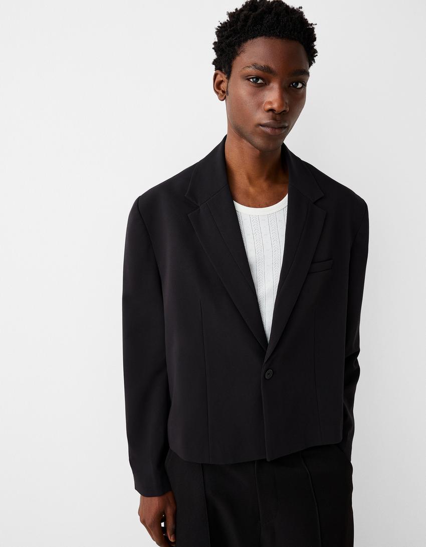Cropped blazer-Black