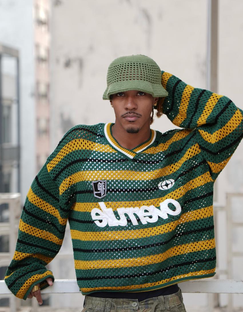 Jersey boxy fit mesh gráfico-Verde