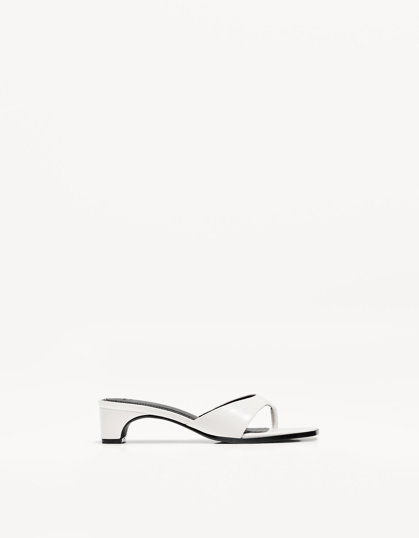 Bershka Sandalia Tacón Mule Mujer 41 Blanco